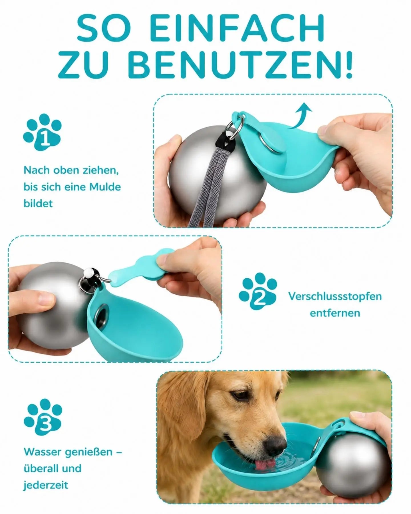 AquaBall - smarte Hundetrinkflasche für unterwegs